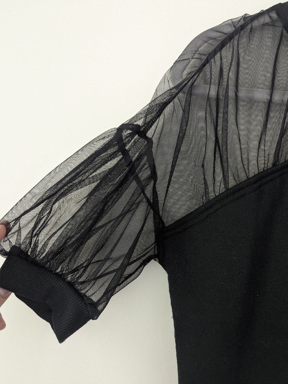 Maeve Anthropologie Short-Sleeve Sheer-Inset Knit Top Black - Picture 7 of 12